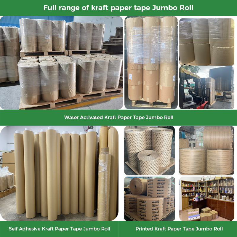 High Viscosity Industrial Reinforced Water Activated Self Adhesive Kraft Paper Gummed Tape